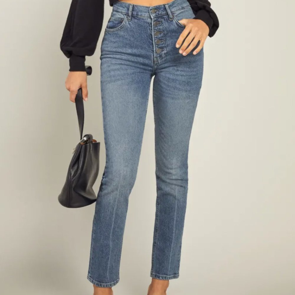 Reformation Button Fly High Rise Straight Jeans